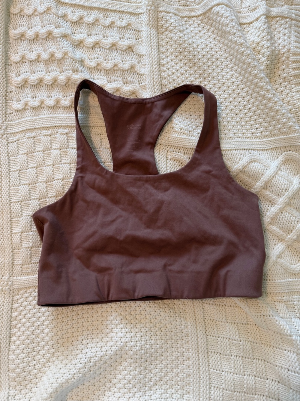 girlfriend collective mauve brown Racerback Sports Bra
